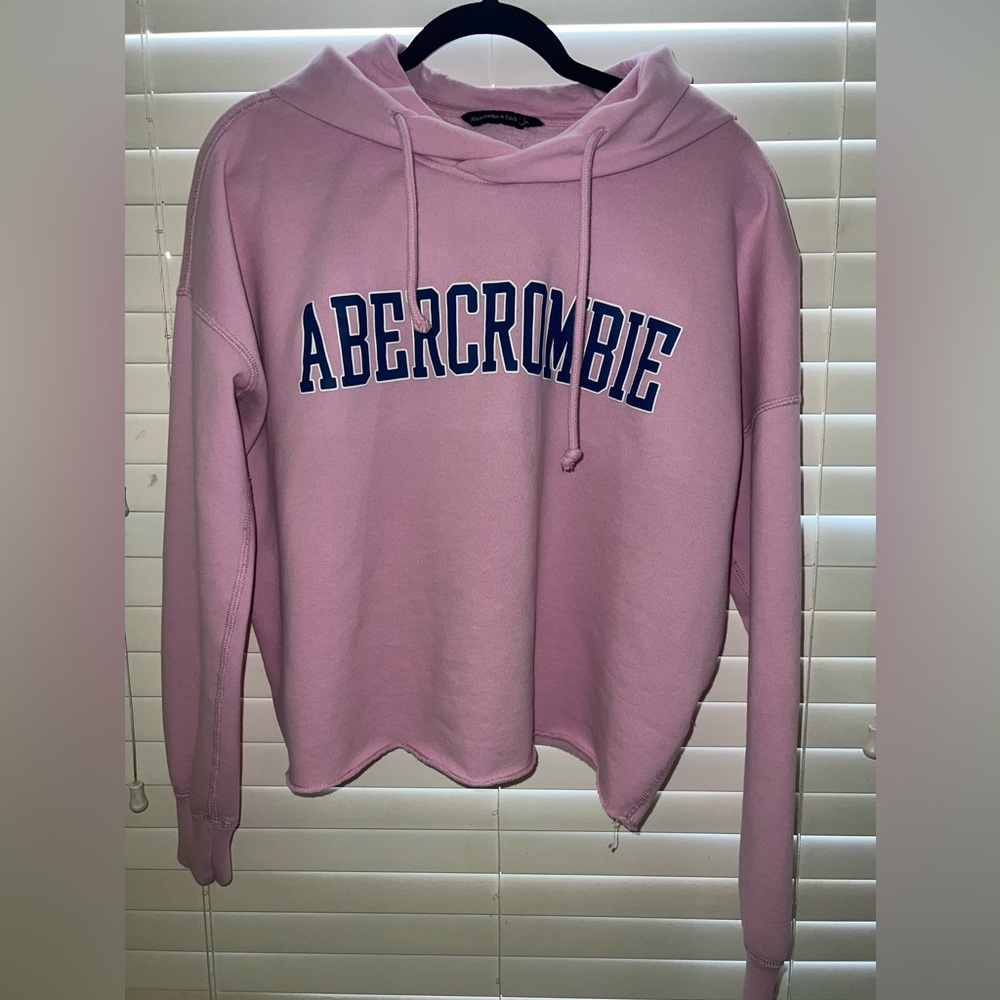 Oversized Cropped Abercrombie Hoodie sz L pink